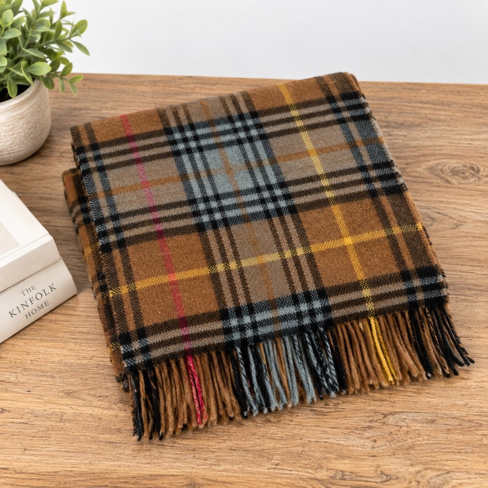Vintage Brooks Brothers Muted Hunting Stewart Wool Brown Plaid Made In Scotland